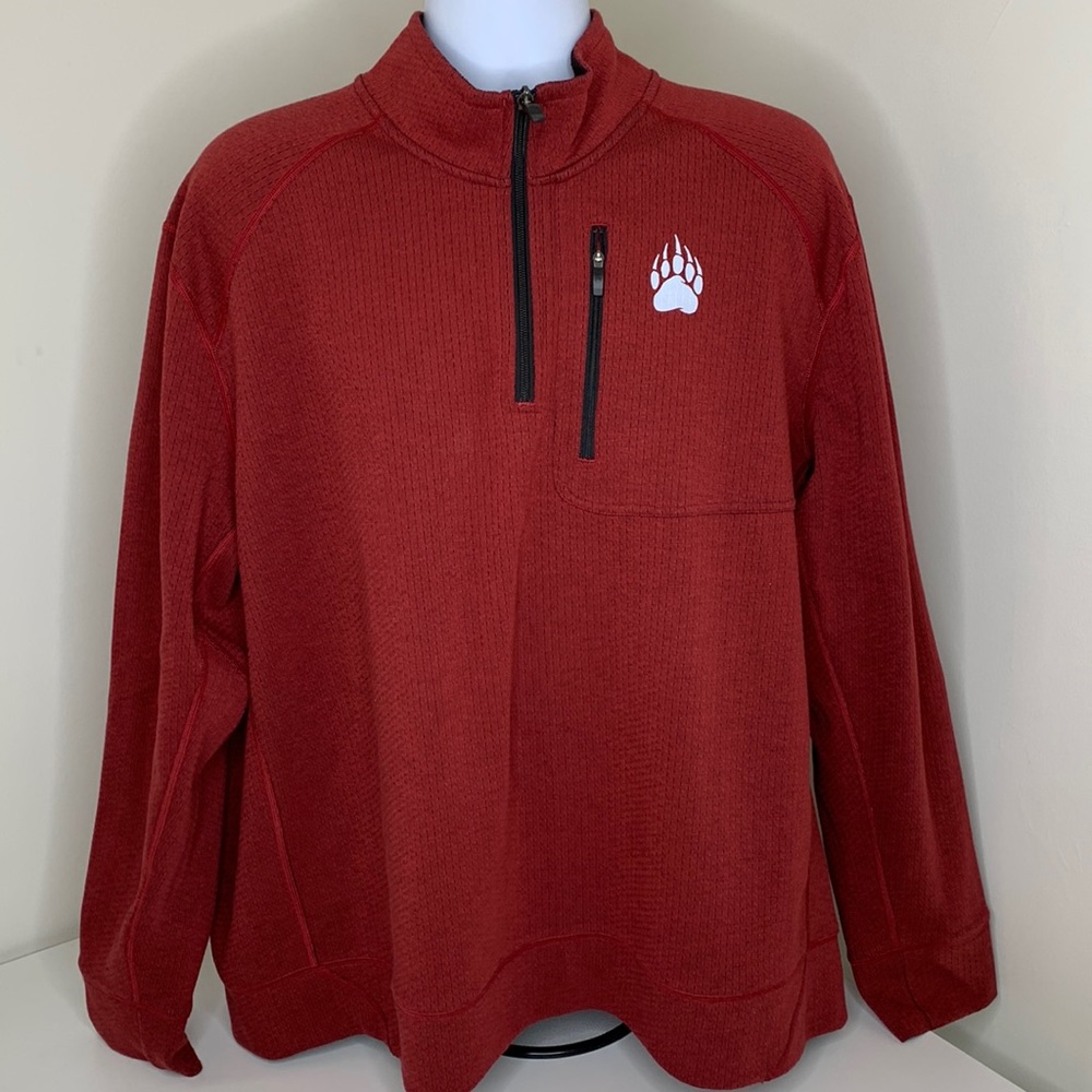 ALASKAN HARD GEAR BY DULUTH TRADING CO. RED POLYESTER 1/4 ZIP UP PULL OVER